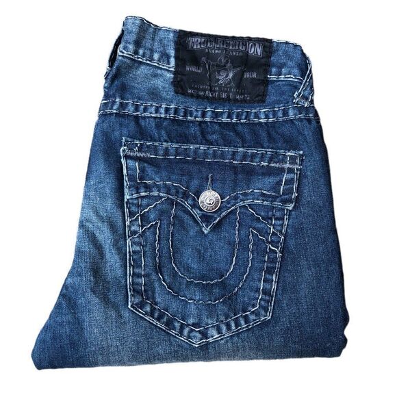 Vintage True Religion Jeans Size 36 RICKY BIG T Blue - Picture 1 of 12
